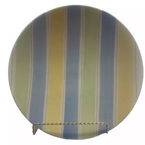 Crate & Barrel SANIBEL 11” dinner plates- 7 available- yellow/blue/green stripe